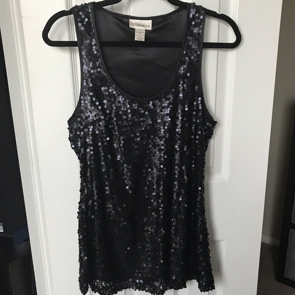 Black Heavy Duty Sequin Tank Top